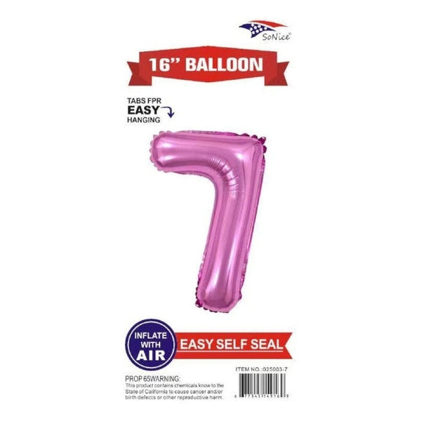 Foil Balloon - Mini Number Light Pink 7