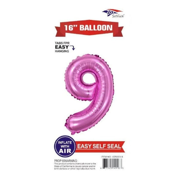 Foil Balloon - Mini Number Light Pink 9