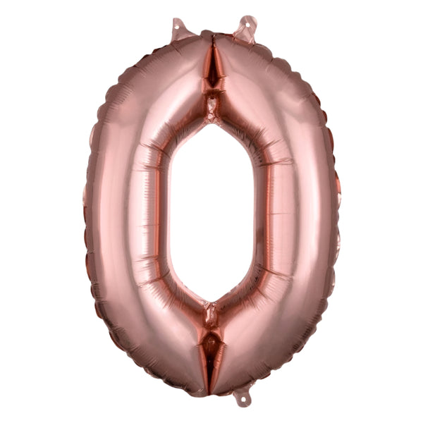 Foil Balloon - Mini Number Rose Gold 0 16 Inch Air-Filled Only