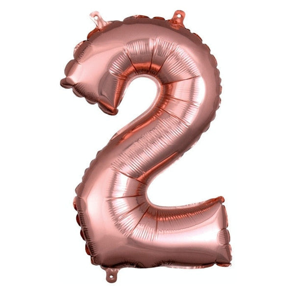 Foil Balloon - Mini Number Rose Gold 2 16 Inch Air-Filled Only