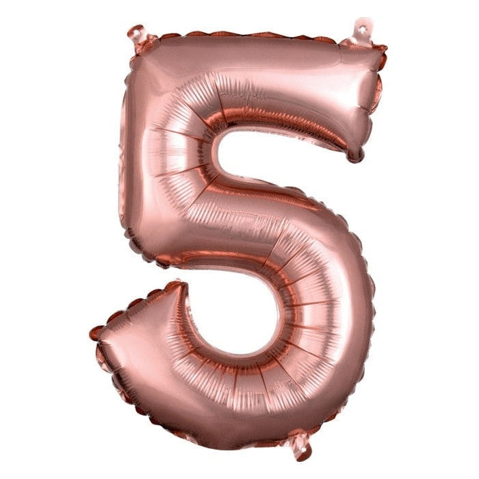 Foil Balloon - Mini Number Rose Gold 5 16 Inch Air-Filled Only