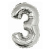 Foil Balloon - Mini Number Silver 3 16 Inch Air-Filled Only, Not Packaged