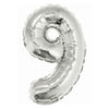 Foil Balloon - Mini Number Silver 9 16 Inch Air-Filled Only, Not Packaged