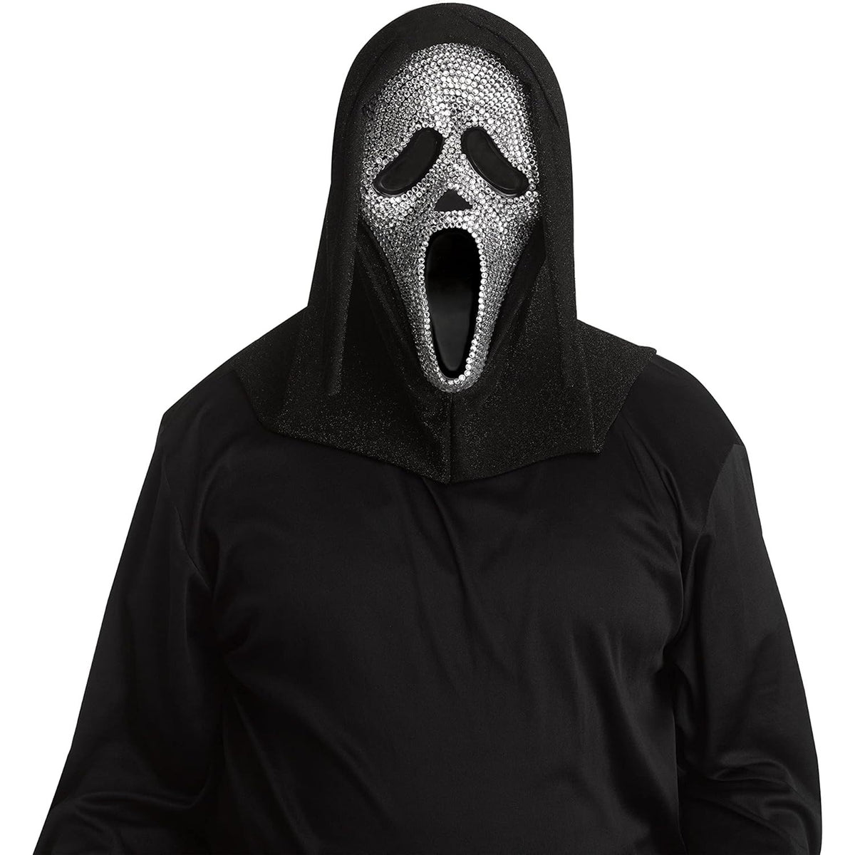 Fun World Officially Licensed Ghost Face Crystal Bling Mask Costume Accessory, Silver
