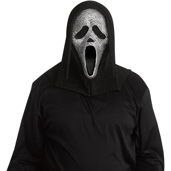 Fun World Officially Licensed Ghost Face Crystal Bling Mask Costume Accessory, Silver