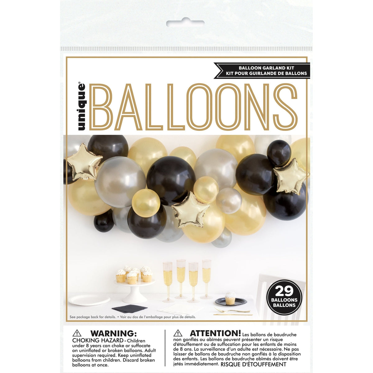 Garland - Balloons, Black Silver Gold, 29 Piece