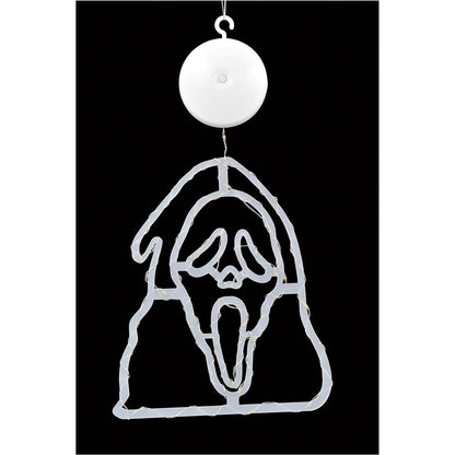 Ghost Face Window Lights Hanging Decoration, 13.5" Tall, White