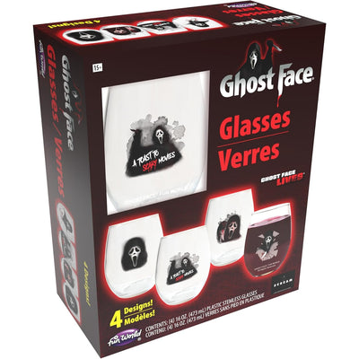 Ghost Face Wine Tumbler Set, 16 oz, Set of 4, Multi-Color