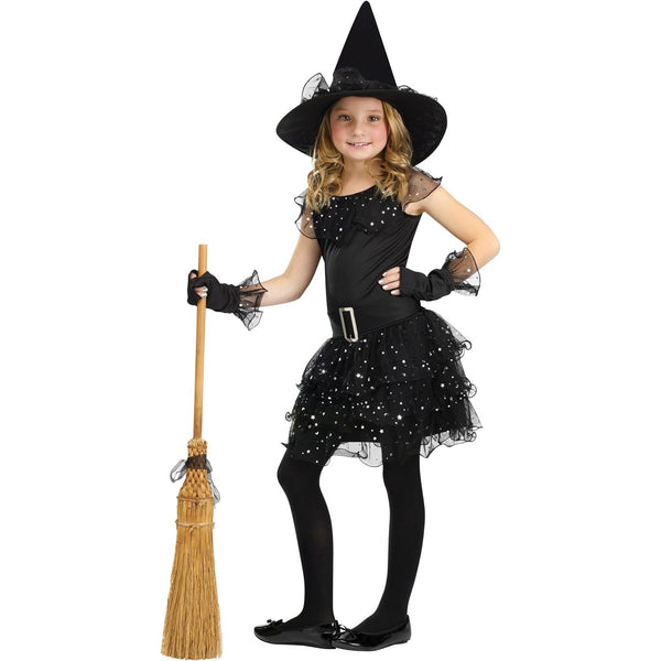 Girls Glitter Witch Costume, Black