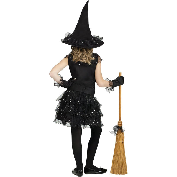 Girls Glitter Witch Costume, Black