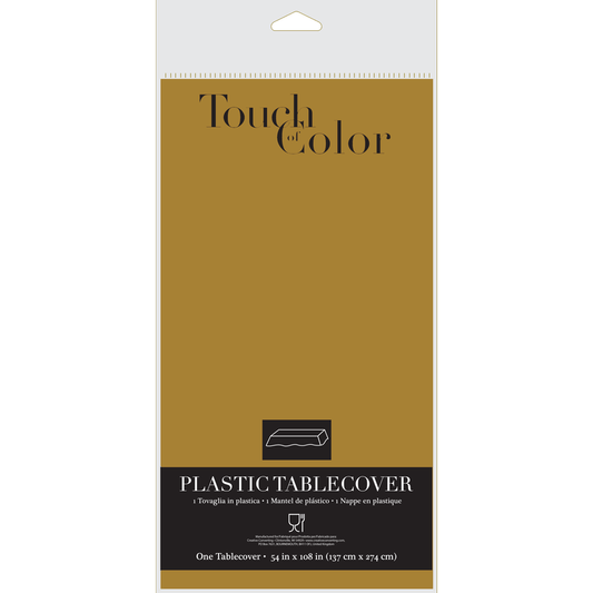 Glittering Gold Plastic Table Cover - 54" x 108" 1CT