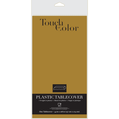 Glittering Gold Plastic Table Cover - 54" x 108" 1CT