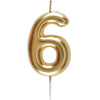 Gold Number 6 Candle
