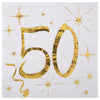Gold & White 50th Beverage Napkins, Set of 20