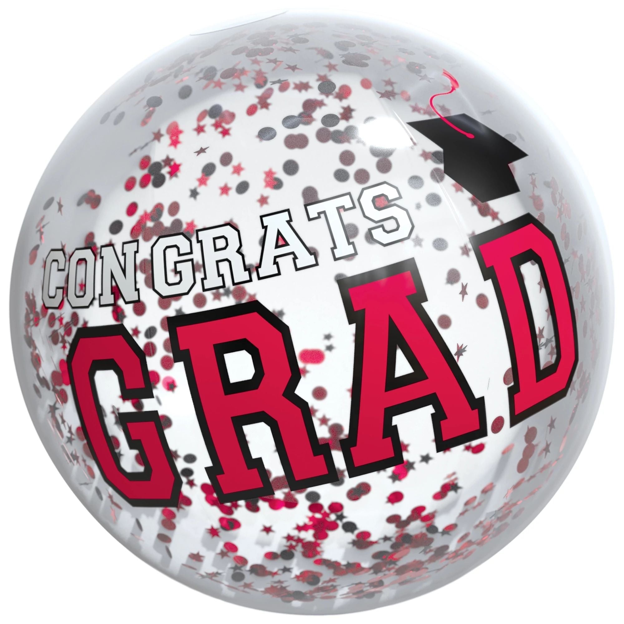 Grad Ball Icon Grad Beach Ball w/Confetti - Red – Party Stuff
