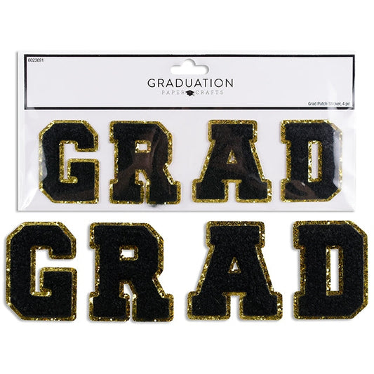 Graduation Iron-On Chenille Patch with Glitter Confetti Border