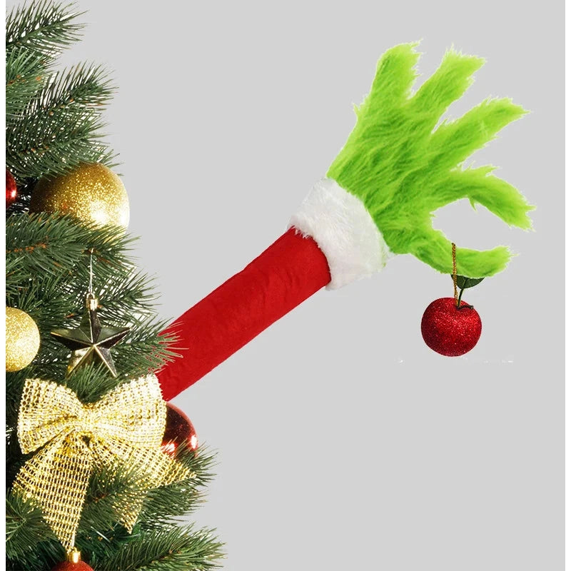 Grinch Arm Christmas Tree Decoration with Green Fur