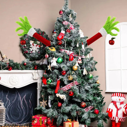 Grinch Arm Christmas Tree Decoration with Green Fur