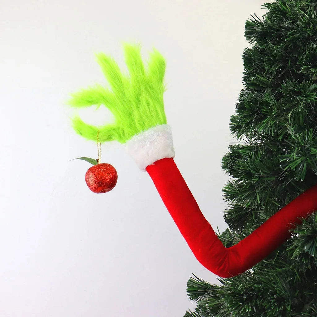 Grinch Arm Christmas Tree Decoration with Green Fur