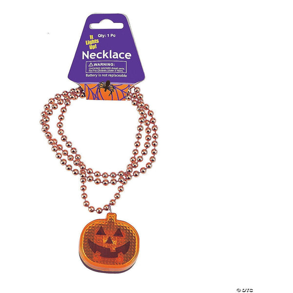 Halloween Beaded Necklace with Light Up Pumpkin