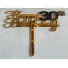 Happy 30th Birthday Black & Gold Cake Topper