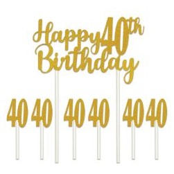 Happy "40th" Birthday Cake Topper