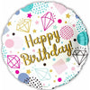 Happy Birthday Gems Foil 18" Balloon