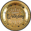 Happy Birthday Gold & Black Paper Plates, Set of 10