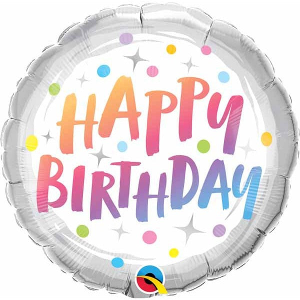 Happy Birthday Rainbow Dots 18" Foil Balloon