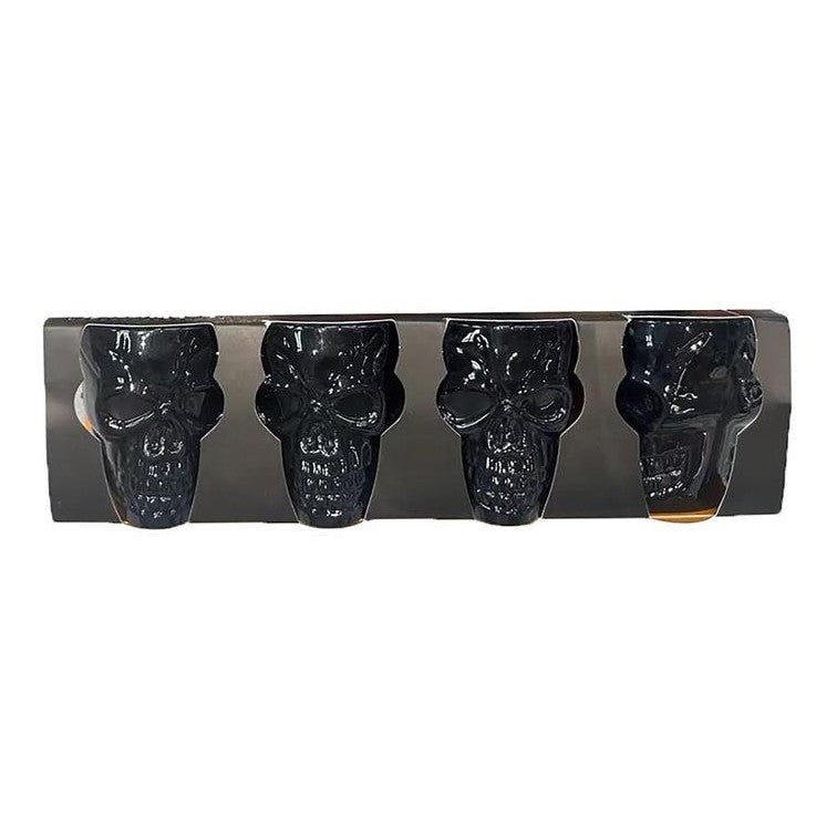 Hoot Hween Skeleton Shot Glasses 4pk Black