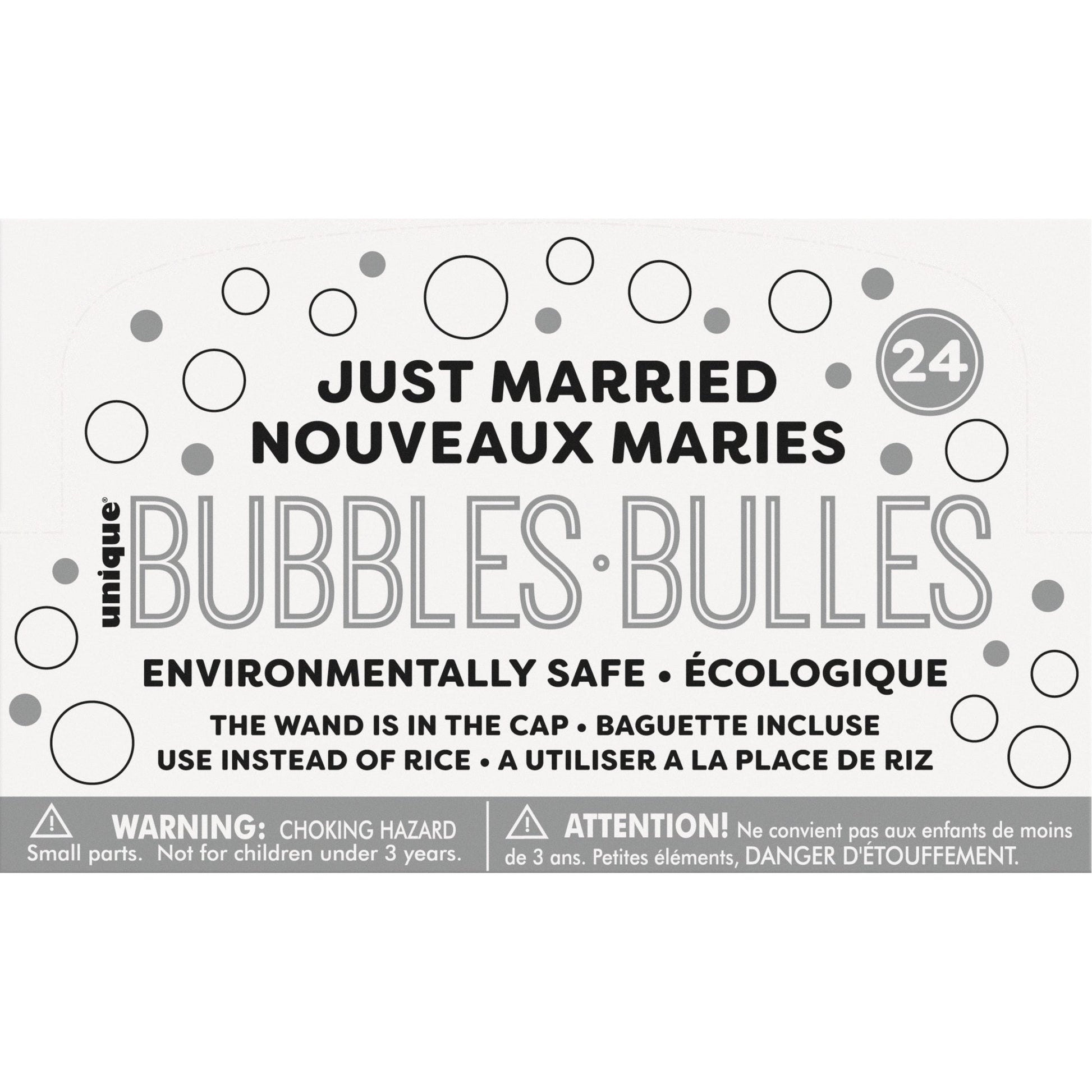 Just Married Party Bubbles, 24 Count