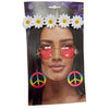 Groovy Hippie Accessory Kit, Includes Flower Headband, Rose-Coloured Glasses & Earrings