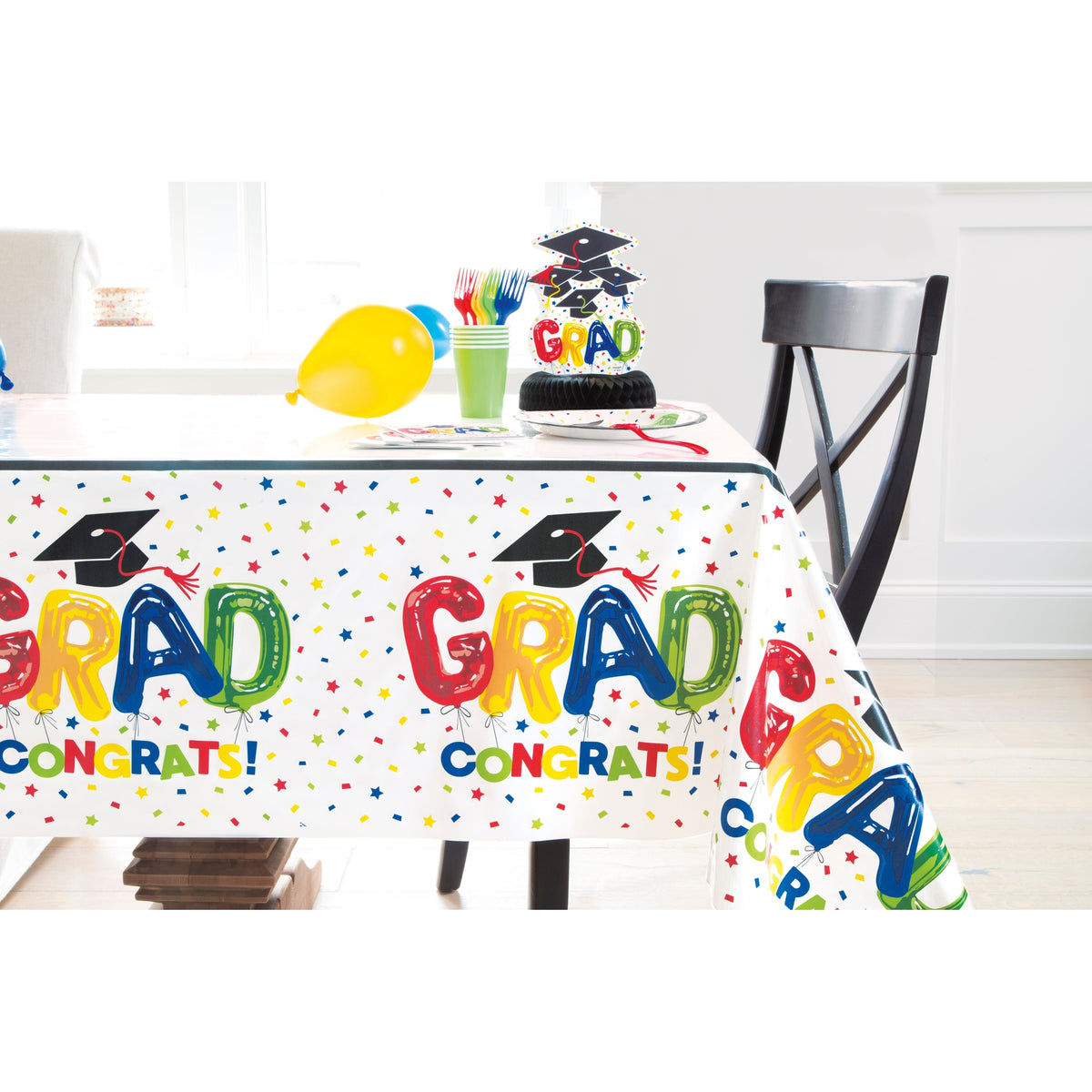 Letter Balloon Graduate Plastic Tablecover 54" x 84"