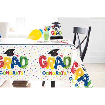 Letter Balloon Graduate Plastic Tablecover 54" x 84"
