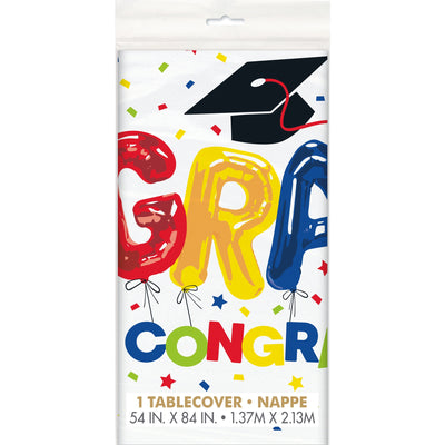 Letter Balloon Graduate Plastic Tablecover 54" x 84"