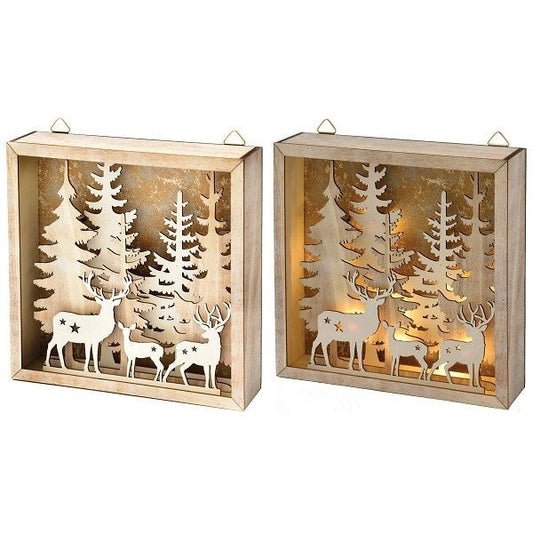 Light-Up Wood Trees & Reindeer Decoration