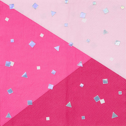 Lunch Napkins 16 Count 2 Piece Foil Pink