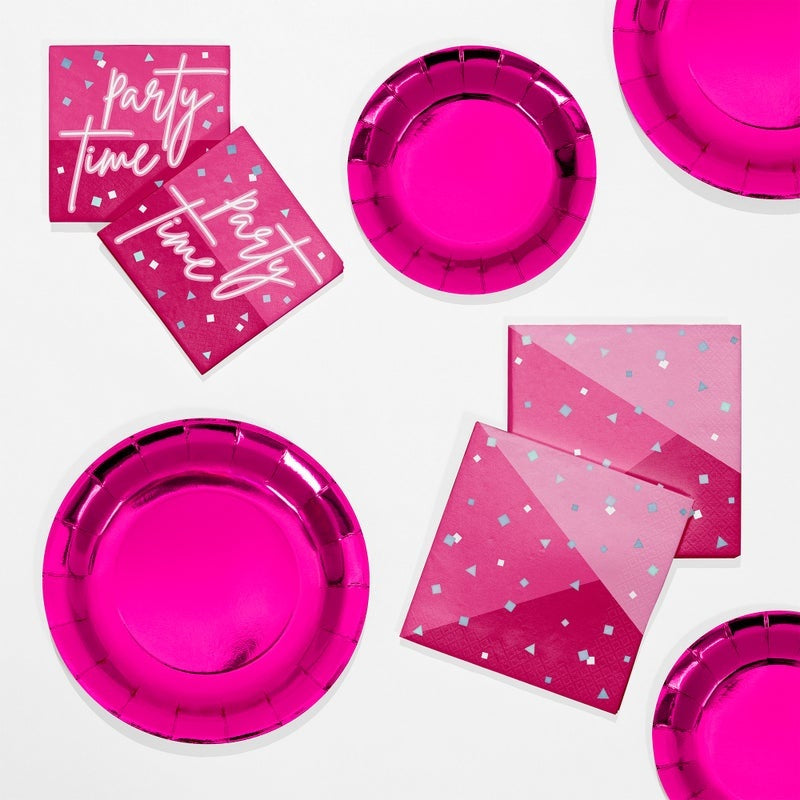 Lunch Napkins 16 Count 2 Piece Foil Pink