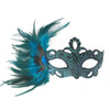 Turquoise Masquerade Mask with Feathered Plume