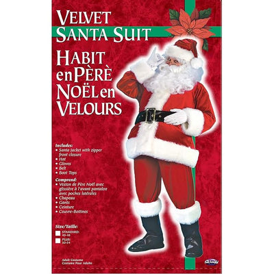 Men's Adult Velvet Santa Suit, Red/White, Size 40-48