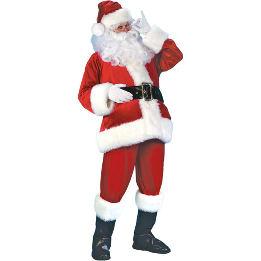 Men's Plus-Size Plus Size Adult Velour Santa Suit, Red/White, X-Large Size 50-54