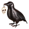 Metal Crow Statuary with Skull