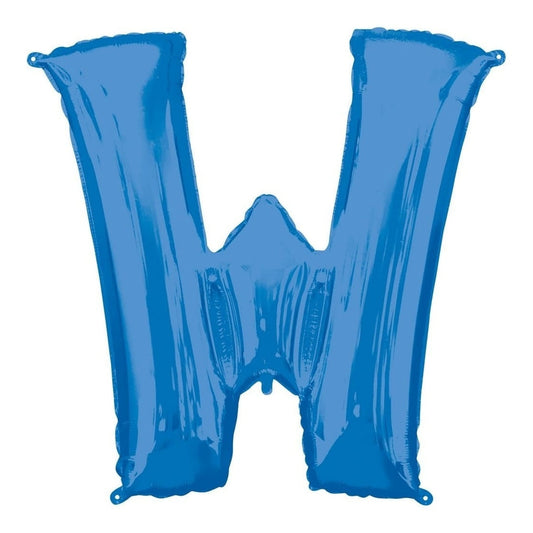 Metallic Balloon - Jumbo Letter Blue W