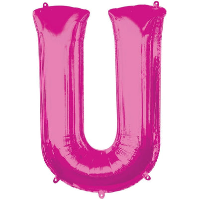 Metallic Balloon - Jumbo Letter Pink U