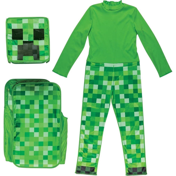 Minecraft Creeper Costume for Kids, Official Minecraft Costume Pop Out Outfit with Headpiece, Child Size Small 4-6