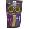 NEW: Disco Party Accessory Kit Gold Glitter Silver Scarf, Earrings, Headband, Bracelet, Disco Glasses