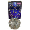NEW: Disco Party Accessory Kit Silver Glasses, Earrings, Necklace, Hat