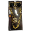 NEW: Gangster Gold Accessory Kit Glasses, Ring, 2 Necklaces, Cigar