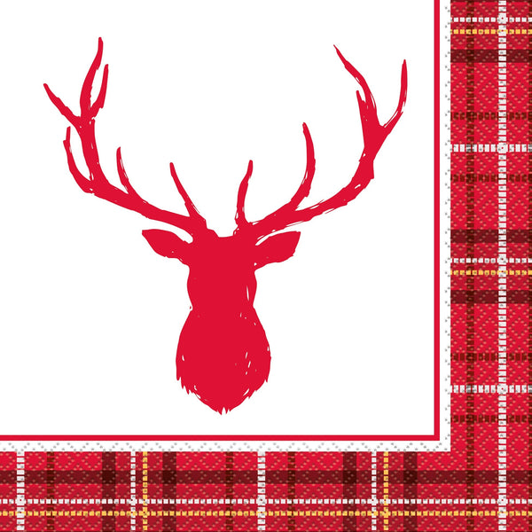 Napkins - Lunch, Plaid Deer