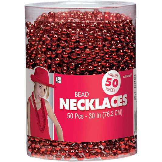 Necklaces Bead 50 Ct. Red